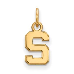 14k Gold Plated Silver Michigan State XS (Tiny) Initial S Charm